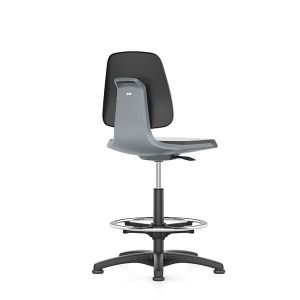 Лабораторен работен стол Bimos Labsit 9125, висок, до 120 kg, черен и сив