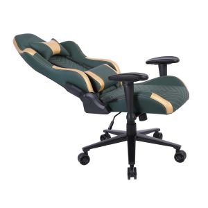 Геймърски стол RFG Nett, екокожа, полиамидна основа, до 130 kg, тъмнозелено-златист