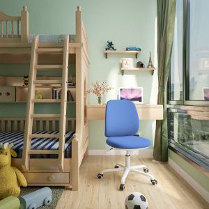 Детски стол RFG Lucky White, дамаска, синя седалка, синя облегалка