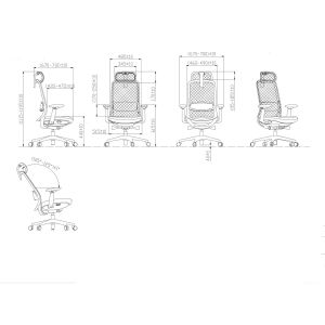 Ергономичен стол RFG Style HB, дамаска, до 130 kg, черен