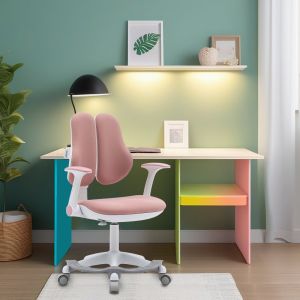 Детски стол RFG Ergo Cute White, текстил, до 100 kg, розов