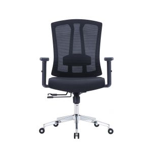 Ергономичен стол RFG Primo Lux Chrome W, дамаска и меш, Multi-function механизъм, до 120 kg, черен