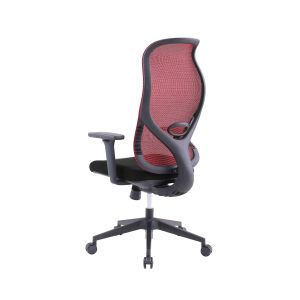 Ергономичен стол RFG STAR HB, дамаска и меш, Synchronous механизъм, до 150 kg, черна седалка, червена облегалка