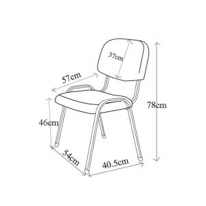 Посетителски стол Iso Iron Black, текстил, метална основа, до 120 kg, сив, 5 броя в комплект