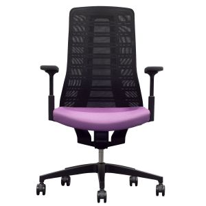 Eргономичен стол Interstuhl Pure PU213, дамаска и меш, Smart-Spring механизъм, до 120 kg, черен/лилав