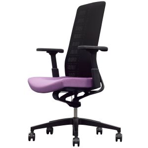 Eргономичен стол Interstuhl Pure PU213, дамаска и меш, Smart-Spring механизъм, до 120 kg, черен/лилав