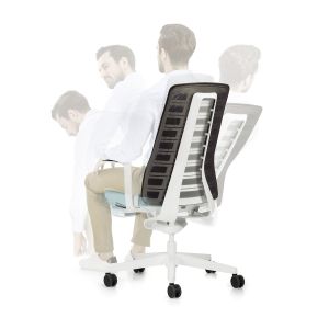 Eргономичен стол Interstuhl Pure PU213, дамаска и меш, Smart-Spring механизъм, до 120 kg, черен/лилав