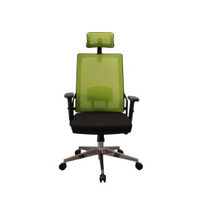 Директорски стол RFG Trento 26 HB, дамаска и меш, Synchronous механизъм, до 120 kg, черна седалка, зелена облегалка