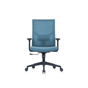 Ергономичен стол RFG Snow Black W, дамаска и меш, Multi-function механизъм, до 120 kg, светлосиня седалка, светлосиня облегалка