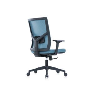 Ергономичен стол RFG Snow Black W, дамаска и меш, Multi-function механизъм, до 120 kg, светлосиня седалка, светлосиня облегалка