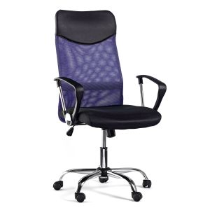 Директорски стол Monti HB, текстил, екокожа и меш, Tilt механизъм, до 120 kg, черна седалка, лилава облегалка