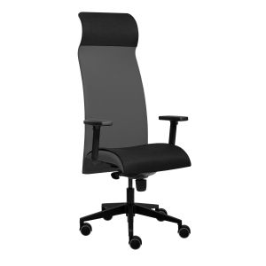 Ергономичен стол Tronhill Solium Executive, дамаска и меш, Synchronous механизъм, до 120 kg, тъмносив