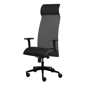 Ергономичен стол Tronhill Solium Executive, дамаска и меш, Synchronous механизъм, до 120 kg, тъмносив