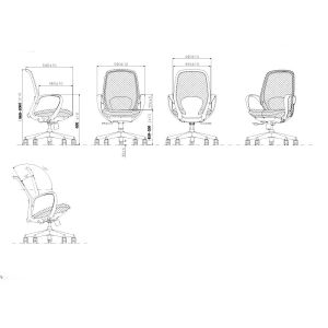 Офис стол RFG Egg W, дамаска и меш, полиамидна основа, до 130 kg, светлосин