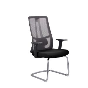 Посетителски стол RFG Artur M, дамаска и меш, до 150 kg, черна седалка, черна облегалка, 2 броя в комплект