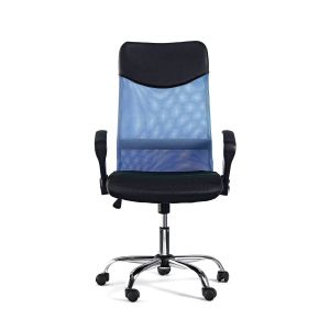 Директорски стол Monti HB, текстил, екокожа и меш, Tilt механизъм, до 120 kg, черна седалка, светлосиня облегалка