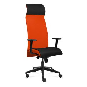 Ергономичен стол Tronhill Solium Executive, дамаска и меш, Synchronous механизъм, до 120 kg, оранжев