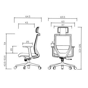 Директорски стол RFG Berry HB, дамаска и меш, Tilt механизъм, до 120 kg, черна седалка, червена облегалка