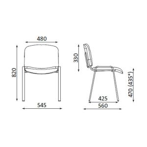 Посетителски стол ISO Black, текстил, метална основа, до 120 kg, син