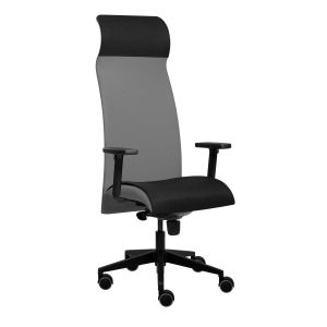 Ергономичен стол Tronhill Solium Executive, дамаска и меш, Synchronous механизъм, до 120 kg, светлосив