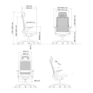 Ергономичен стол RFG Meteor X White HB, дамаска и меш, до 130 kg, сива седалка, сива облегалка