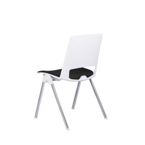 Посетителски стол RFG Sweet Chrome White, дамаска и полипропилен, до 120 kg, черен, 4 броя в комплект