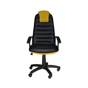Геймърски стол Tunis, екокожа, Tilt механизъм, полиамидна основа, до 120 kg, черно-жълт