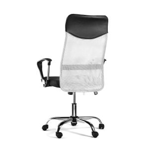 Директорски стол Monti HB, текстил, екокожа и меш, Tilt механизъм, до 120 kg, черна седалка, бяла облегалка