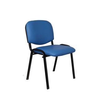 Посетителски стол Iso Iron Black, екокожа, метална основа, до 120 kg, син, 5 броя в комплект