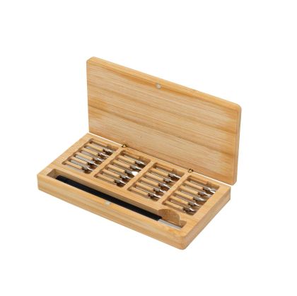 Office 1 Комплект отвертки Multibit, 24 части, в кутия от бамбук