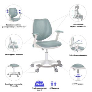 Детски стол RFG Sweety White, меш, до 100 kg, син