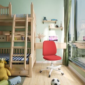 Детски стол RFG Candy Foot White, дамаска, червена седалка, червена облегалка