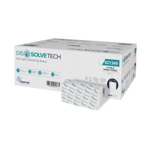 Кърпи за ръце Papernet Dissolve, V-сгъвка, двупластови, 17.6 x 21 cm, 210 къса, 15 броя